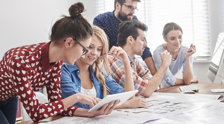 Young team working on a project in an office