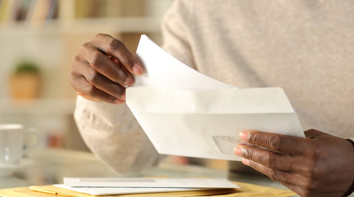 Man opening an envelope