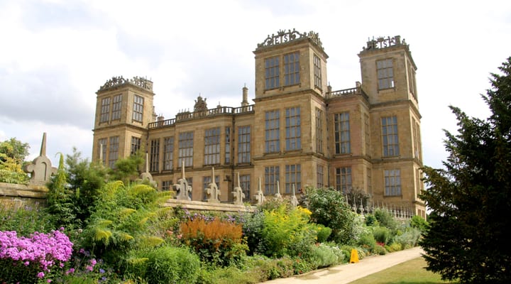 Hardwick Hall in Derbyshire in springtime.