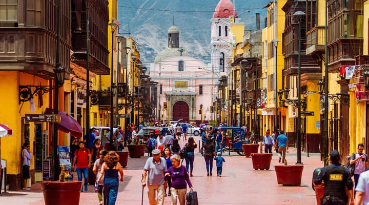 A busy street in Lima, Peru.