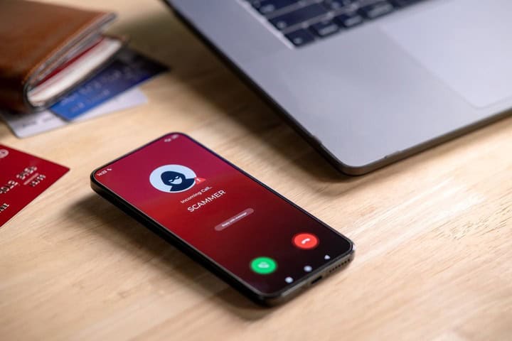 A phone receiving a scam call.